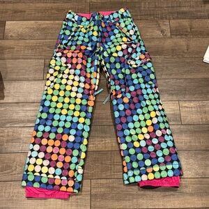 Burton Elite Cargo Ski Snowboard Pants Youth/Kids Polka Dot Dryride Insulated XL